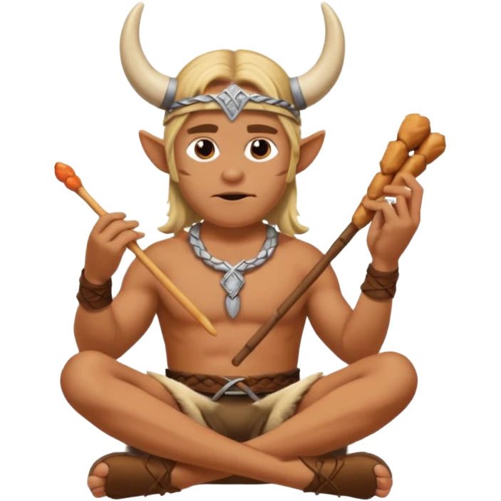 Viki vikingo sitting and eating a drumstick emoji