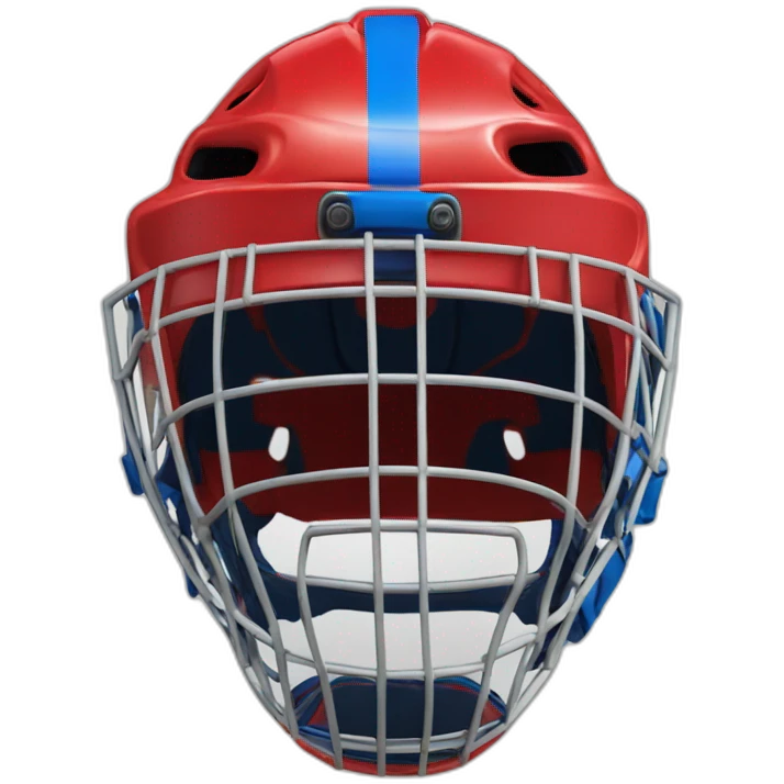 hockey goalkeeper's helmet painted red and blue emoji