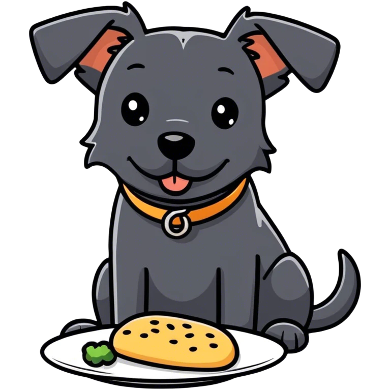 Black dog eating emoji