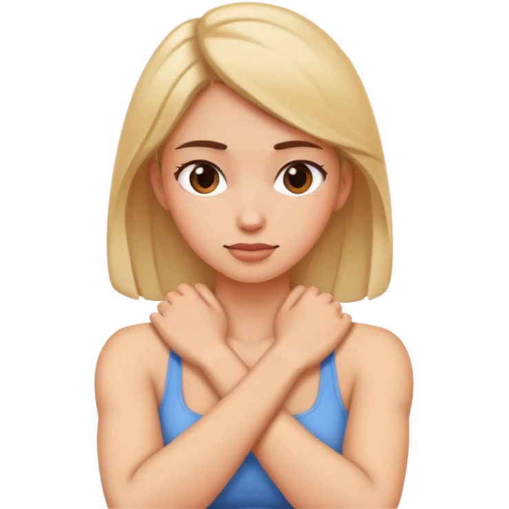 woman arms crossed grabbing neck emoji