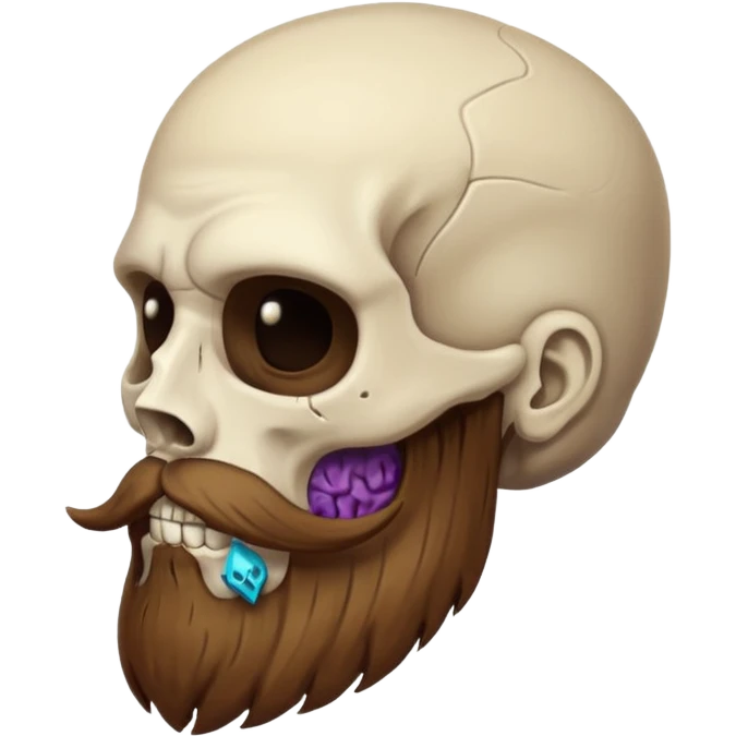 Weird skull with brown mustache beard  side view emoji