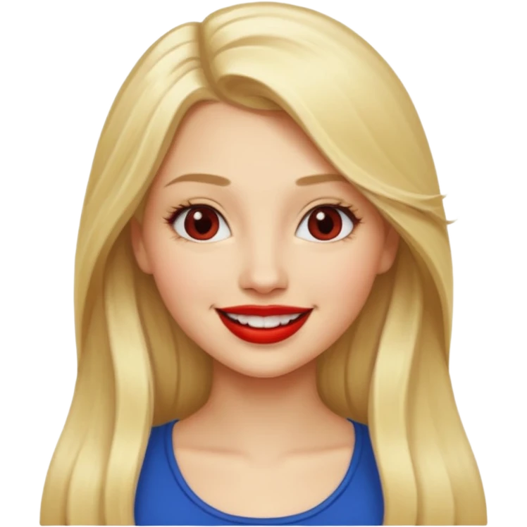 Long hair blonde girl red l;ipstick  emoji