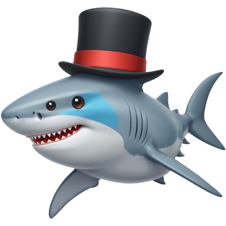 Shark with a top hat emoji