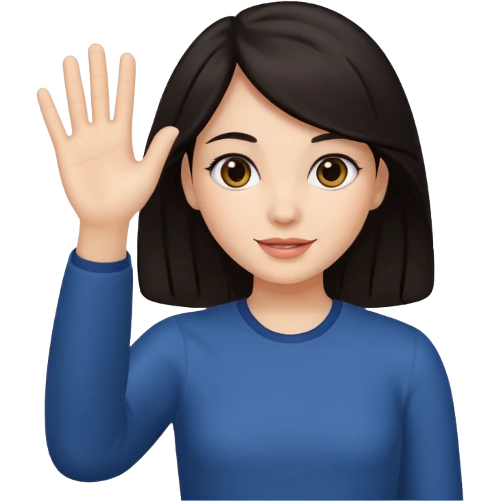 Waive bye add dark hair emoji