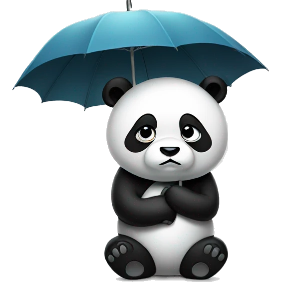 Sad panda with umbrella  emoji