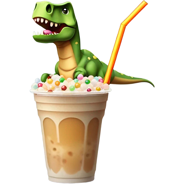 Dinosaur drinking boba coffee  emoji