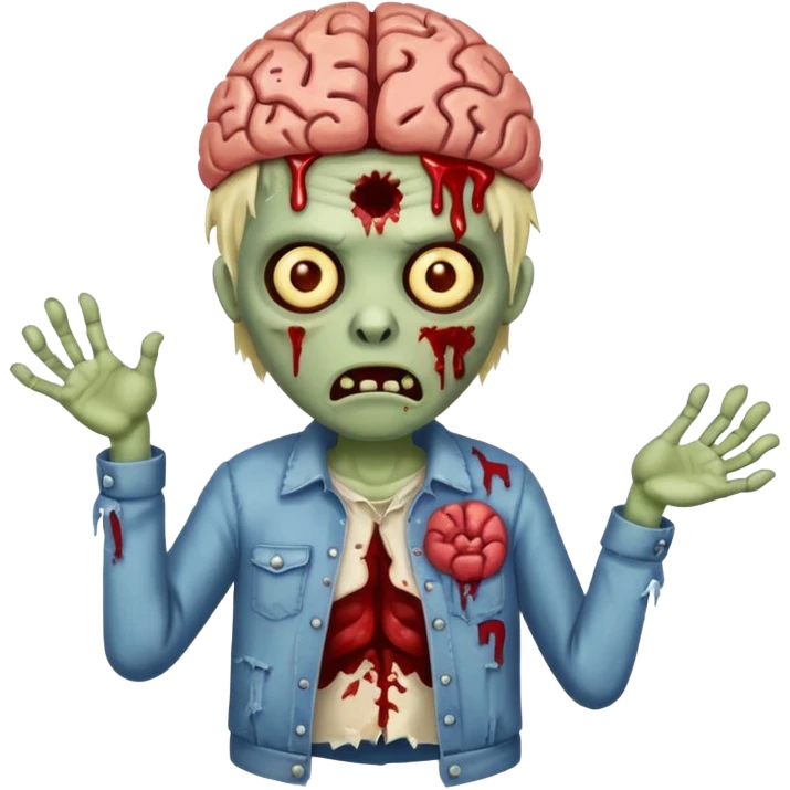 zombie with brain showing emoji