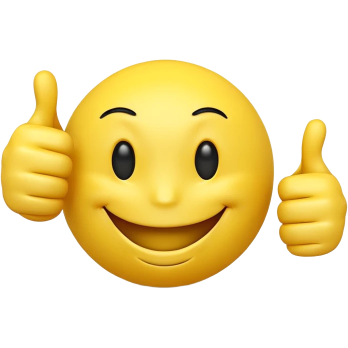 funny yellow smiley 3d face with thumbs up, uncanny emoji