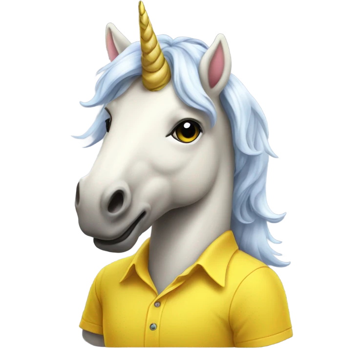 Unicorn wearing YELLOW SHIRT emoji