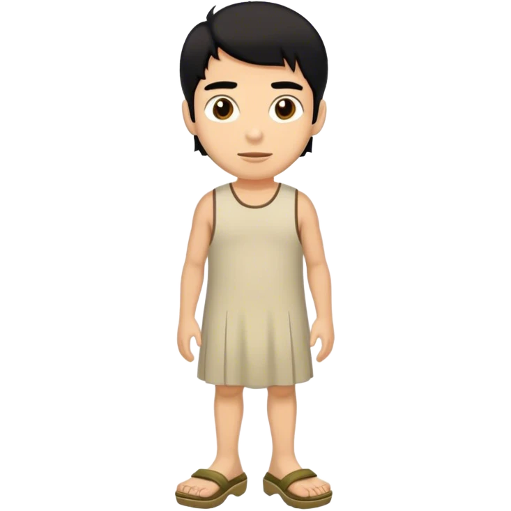 Man with black hair, brown eyes. Wearing a dress and siren crocs emoji