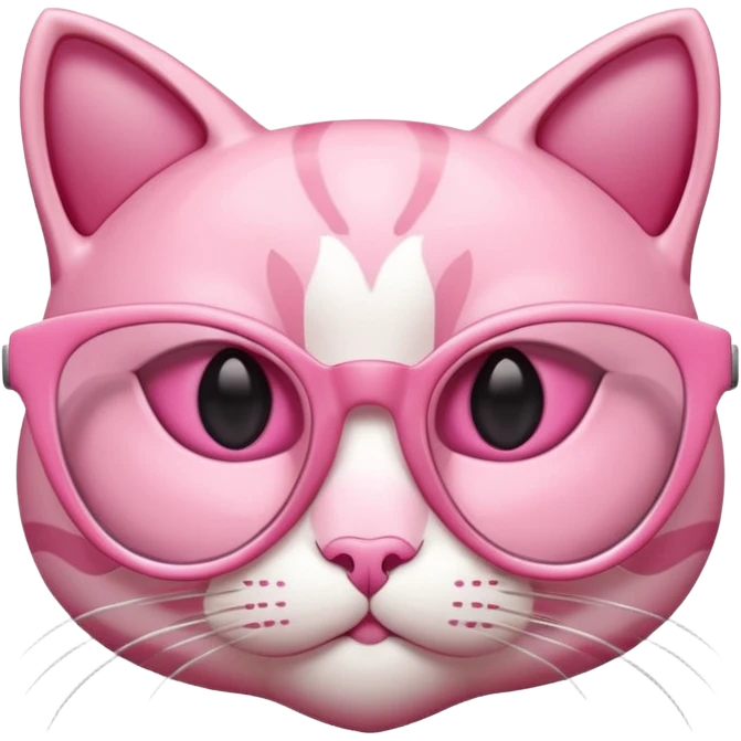 A 3D cartoon rose-pink cat-eye shaped spectacle, glossy curved frame, soft reflections, isolated on plain background. only glasses. ONly glasses. emoji