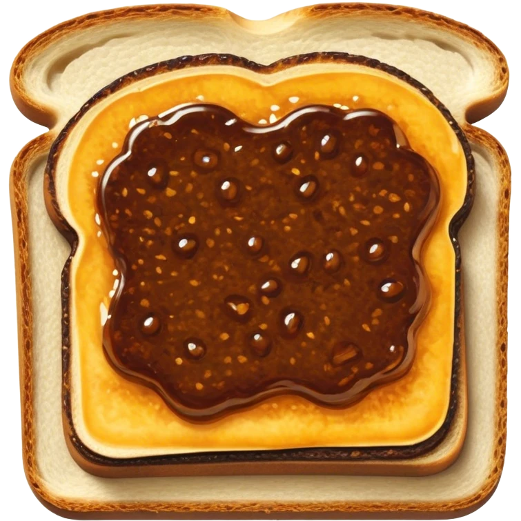 Vegemite on Toast Cinematic Realistic Vegemite on Toast Dish Emoji, depicted as a toasted slice of bread generously spread with Vegemite, rendered with warm textures and crisp details that capture its uniquely Australian flavor. emoji