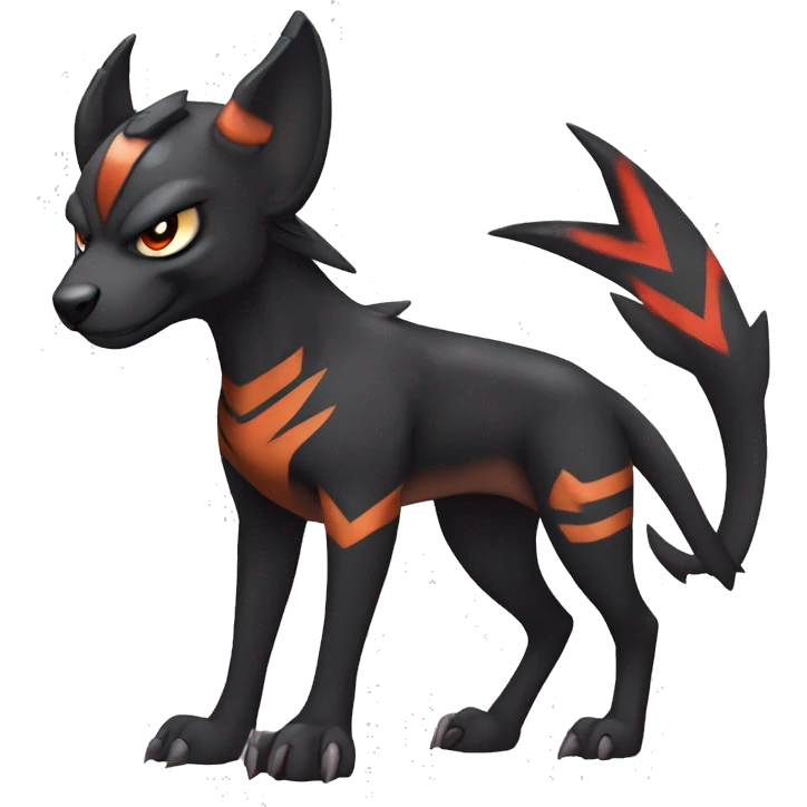 Cool Edgy Houndoom-Litten Fakémon Digimon with Edgy markings, full body, outlined emoji