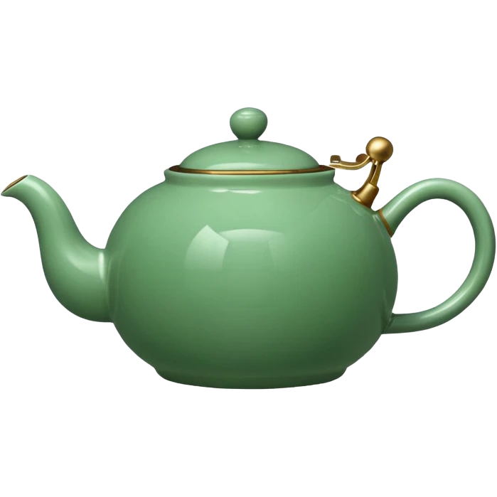 ["Round green teapot with steam rising."] emoji