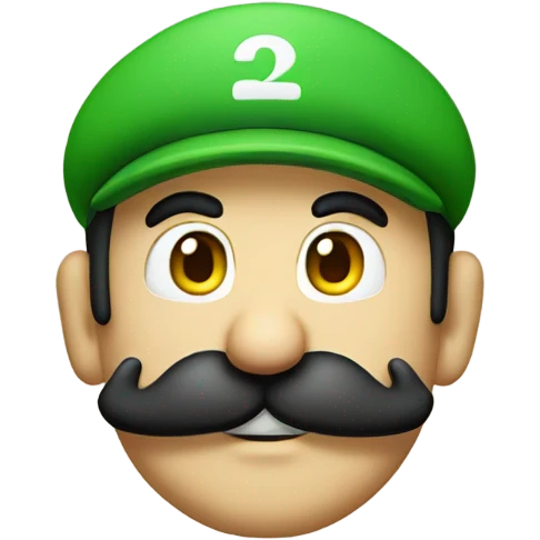 Super Mario bros emoji Luigi only head black mustache emoji