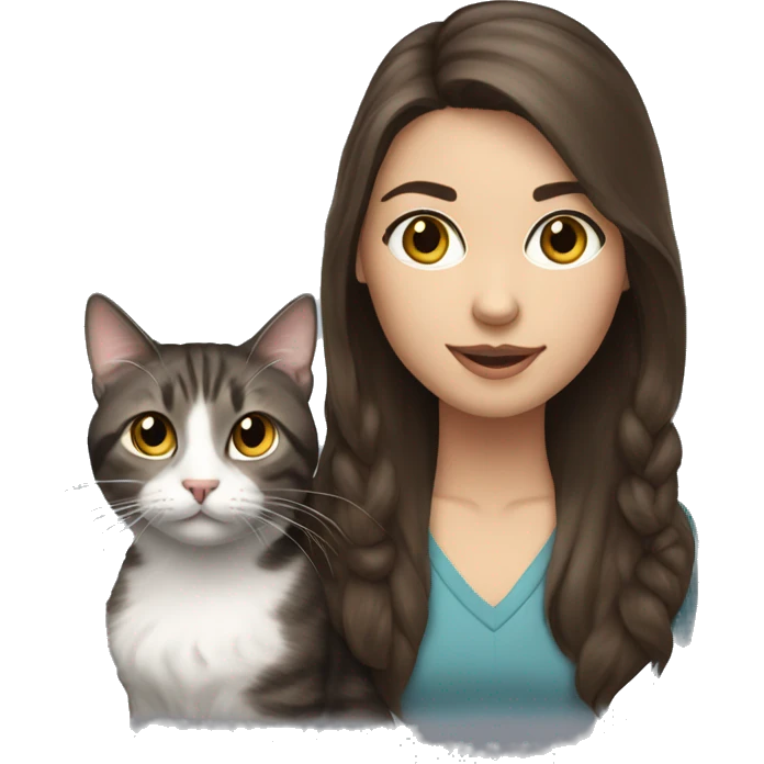 Brunette girl with American wire haired cat emoji