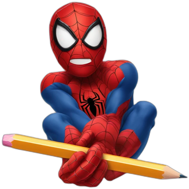 spiderman with a pencil emoji
