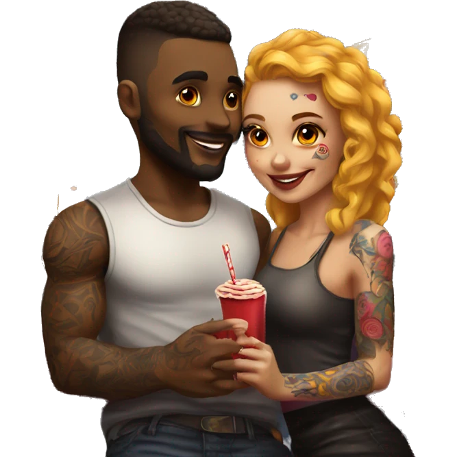 Romantic carnival date for beautiful tattooed couple emoji