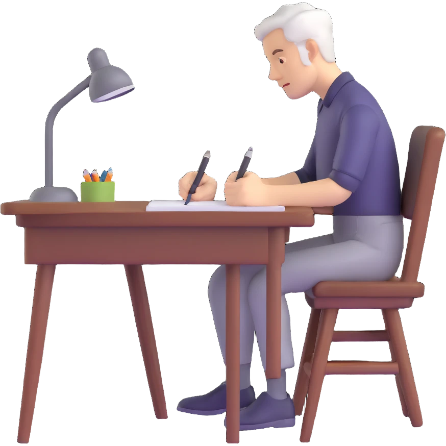 white man writing at a table emoji