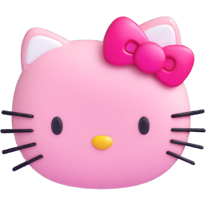 Hello Kitty hair pin, shiny and rounded, cute and expressive emoji