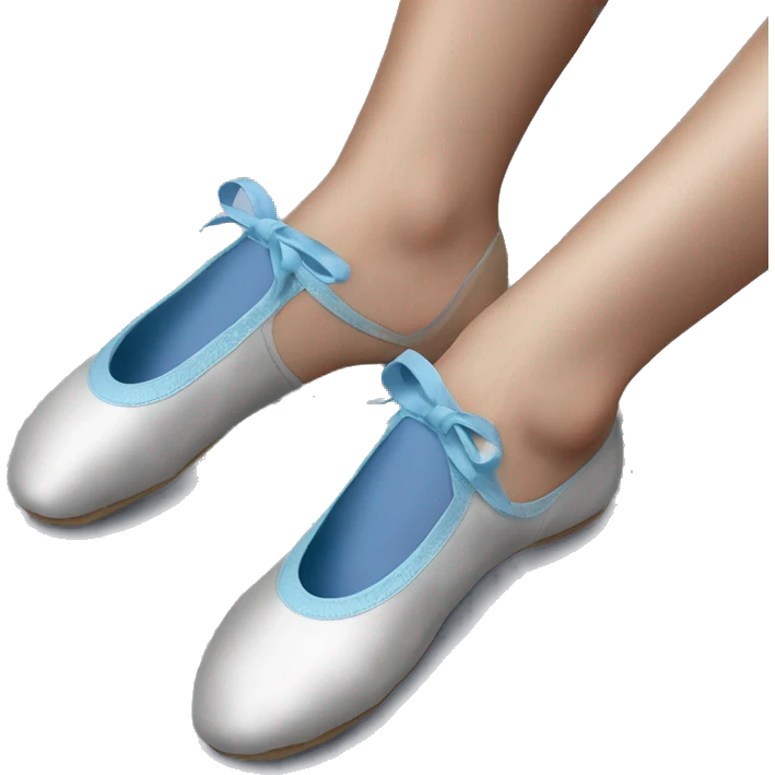 Flat ballet shoes blue side view on womans feet emoji