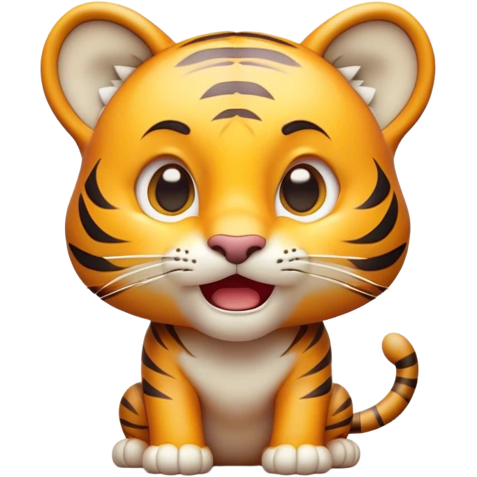 Cinematic Comical Tiger Cub Portrait Emoji, Head tilted dramatically with an exaggeratedly shocked expression, featuring a compact, endearing build with wide, comically expressive eyes full of humorous disbelief, Simplified yet hilariously expressive features, highly detailed, glowing with a slightly sassy wild glow, high shine, dramatic yet playful, stylized with an air of quirky feline attitude, soft glowing outline, capturing the essence of a meme-worthy tiger cub that looks ready to side-eye its way into viral fame! emoji