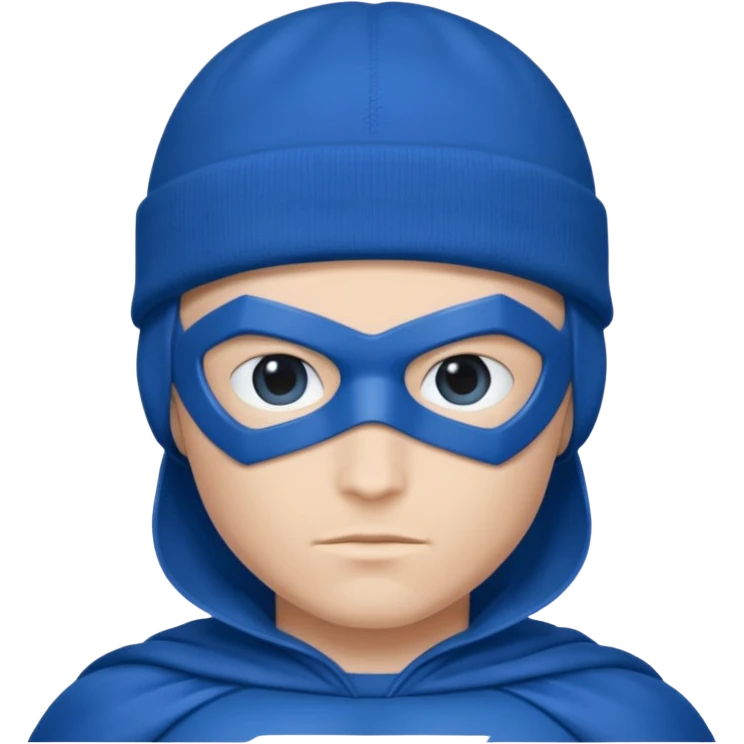 blue super hero with bannie emoji