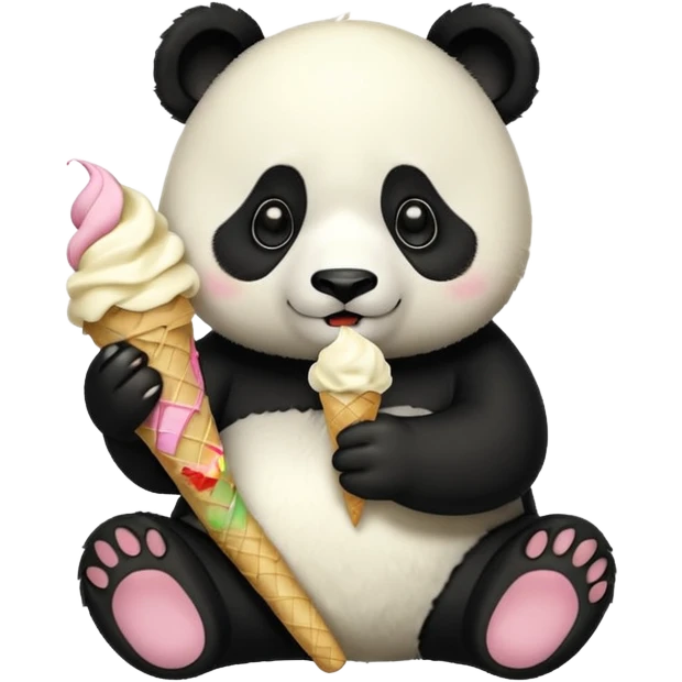 Panda eating ice cream emoji