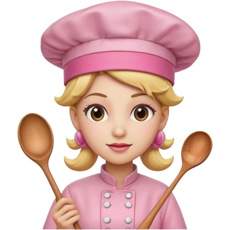 Pink chef hat princess peach with a spoon emoji