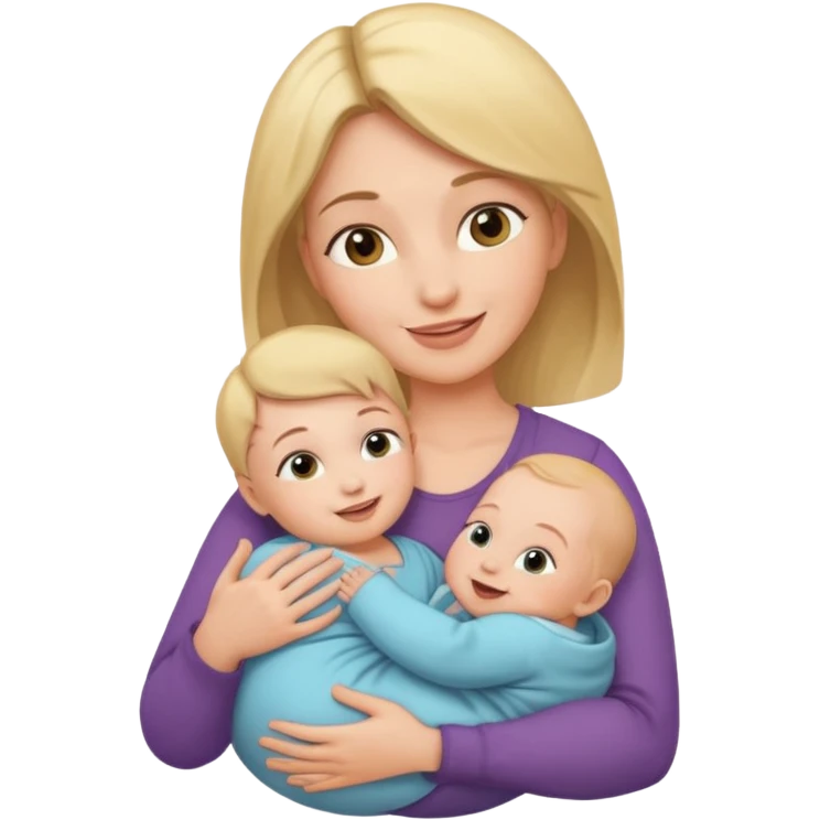 Mom holds the baby in her arms facing each other emoji