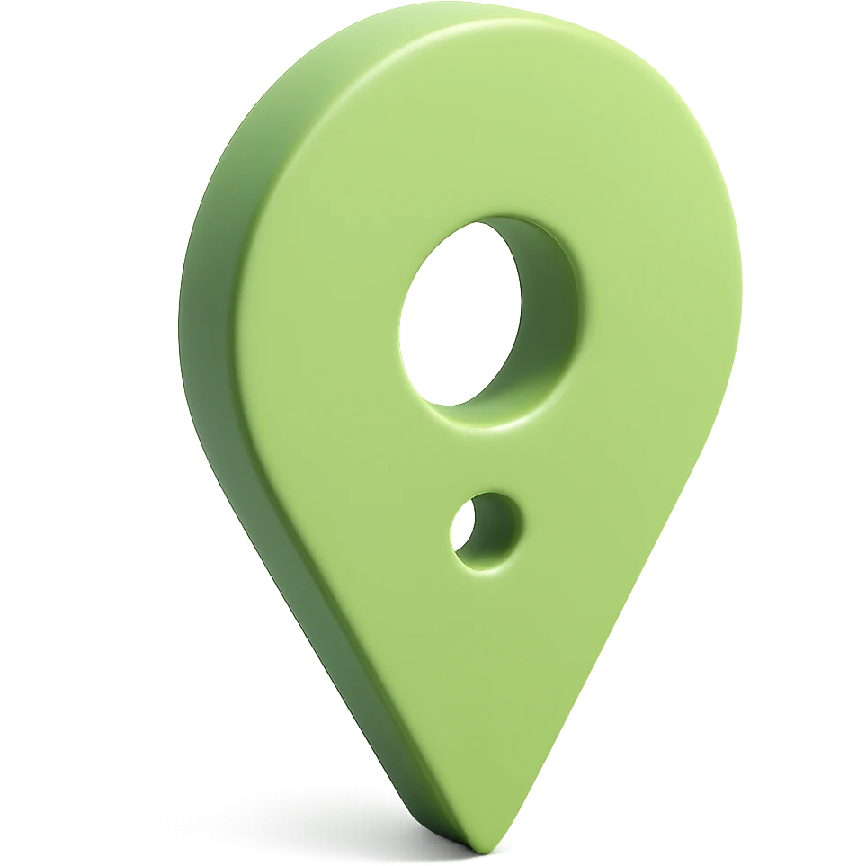 Create a variation of the light green 3D location pin with a subtle drop shadow under it, keeping the style consistent and the background transparent. emoji