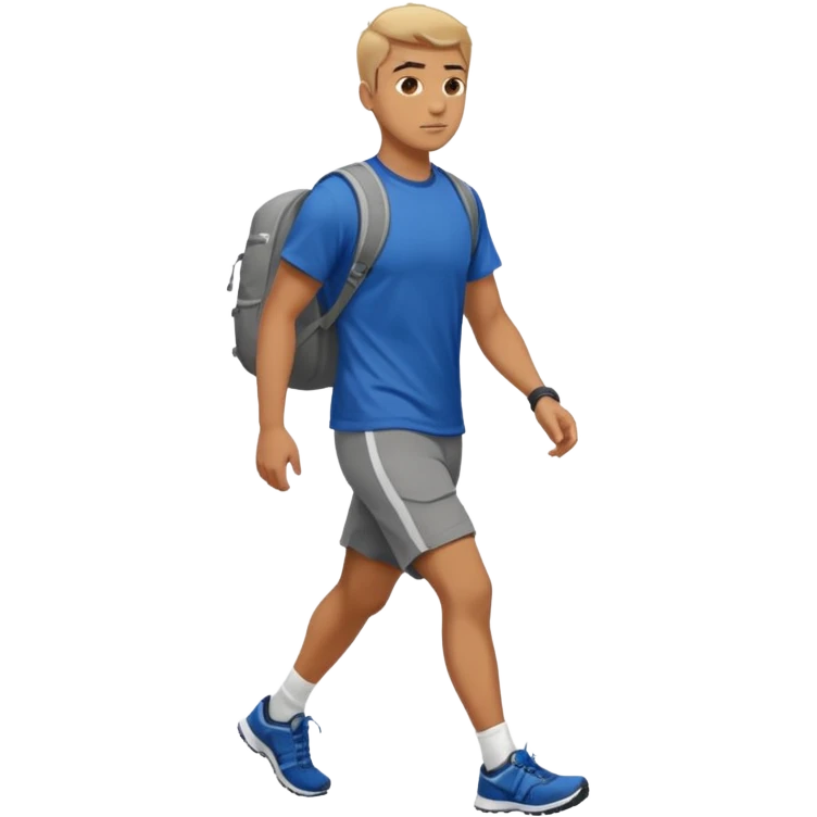 a man rucking with sport t shirt walking emoji