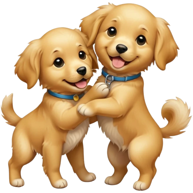 Two puppy best friends super super cute and excited emoji