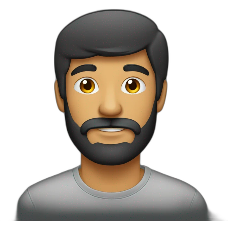 diseñador gráfico, hombre, remera negra, laptop, con barba emoji