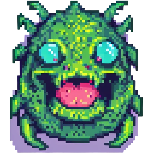 slime monster with a goofy face emoji