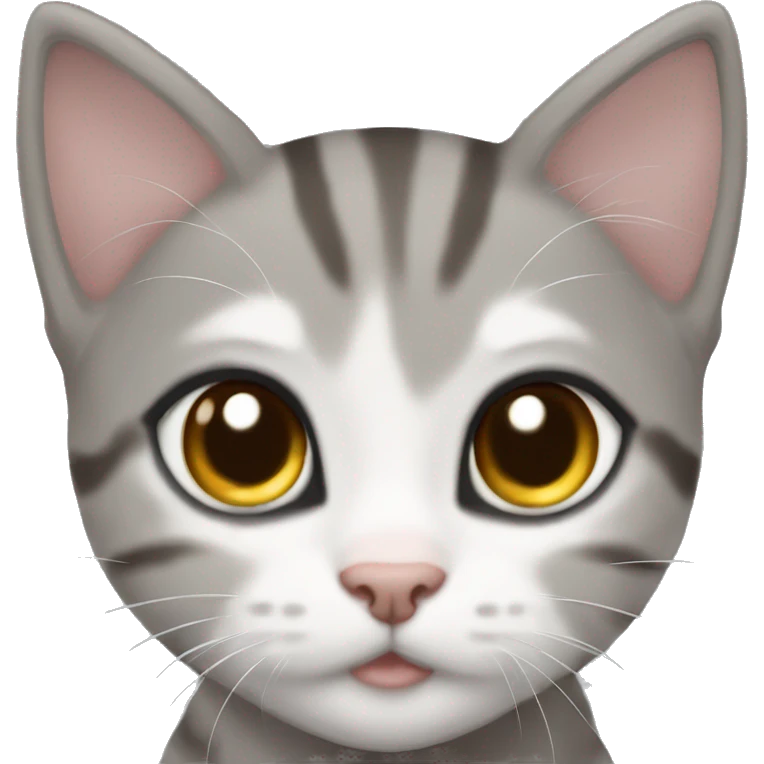 gray and white tabby kitten brown eyes full body emoji