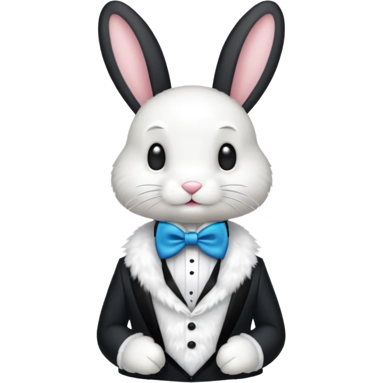 tuxedo bunny with blue bowtie emoji