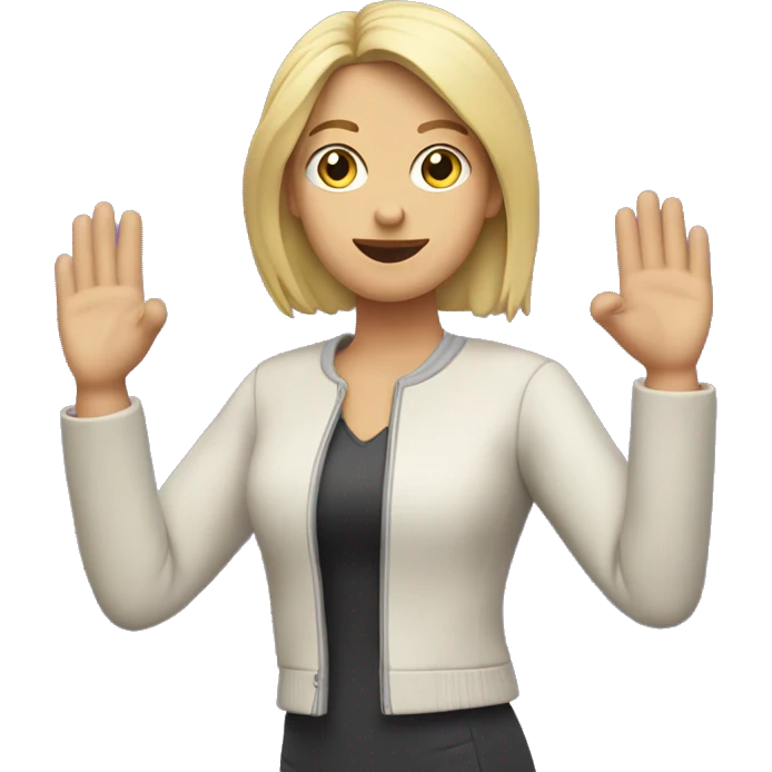 mujer rubia con chaqueta lila haciendo OK con la mano emoji