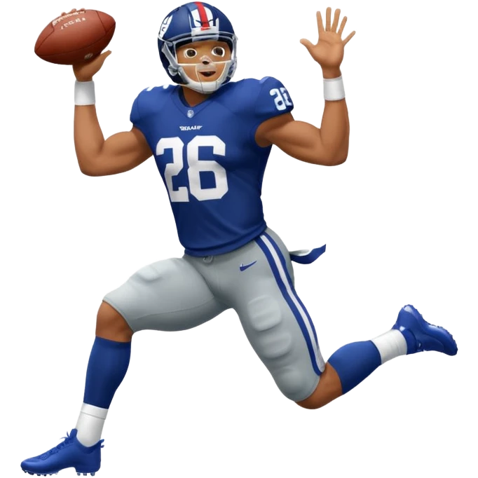 Saqoun Barkley hurdle over a 2 people emoji