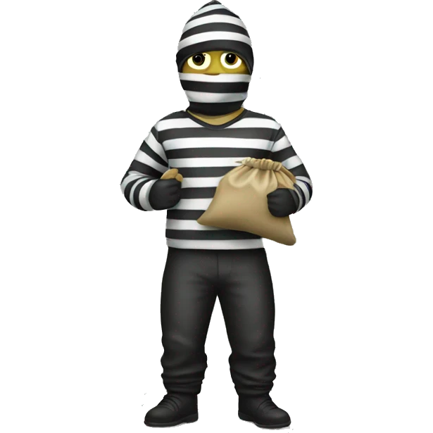 robber with striped clothing and money bag  emoji