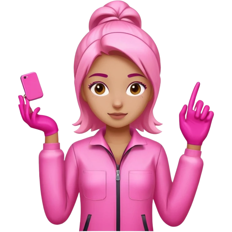Girl auto body tech in a pink paint suit emoji