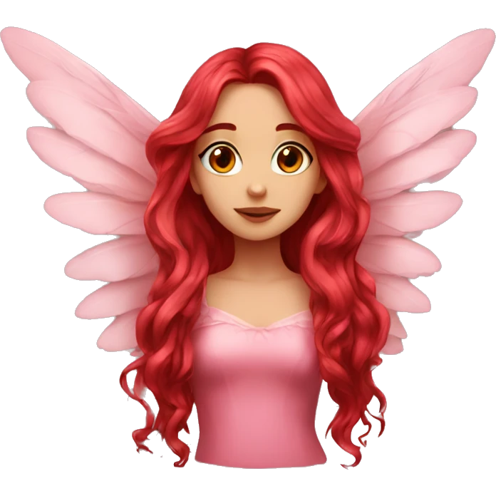 big wings, rose, Beautiful, fairy, red, long hair emoji