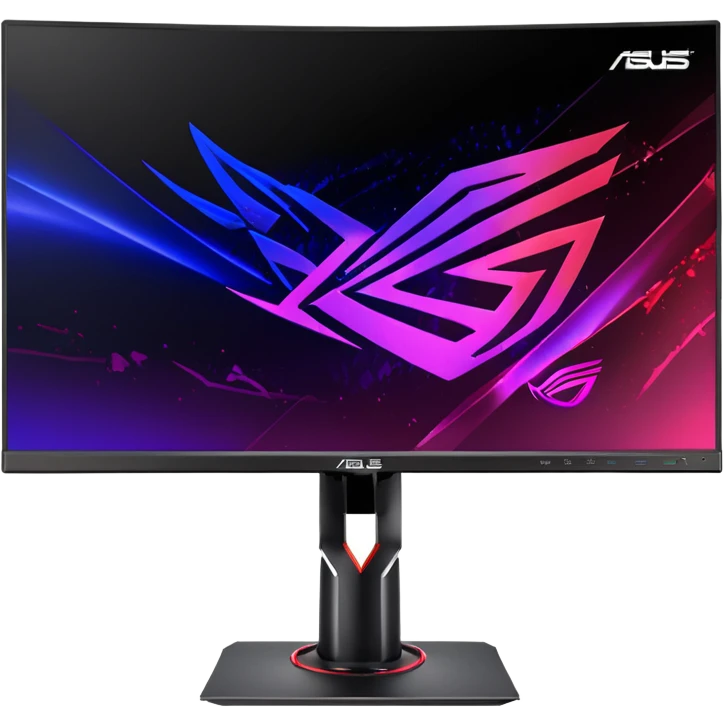 ASUS ROG STRIX XG27UCS monitor, front view, vibrant screen, subtle RGB emoji