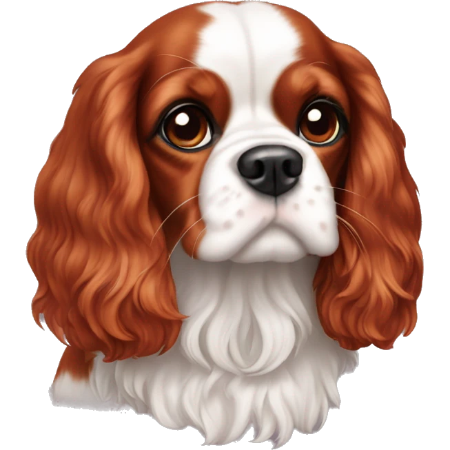 Ruby coloured cavalier King Charles emoji
