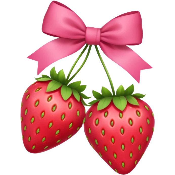 Two strawberries with a pink bow on the stem emoji