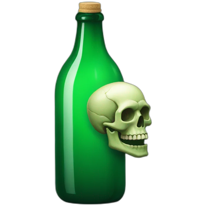 green bottle with a skull emoji