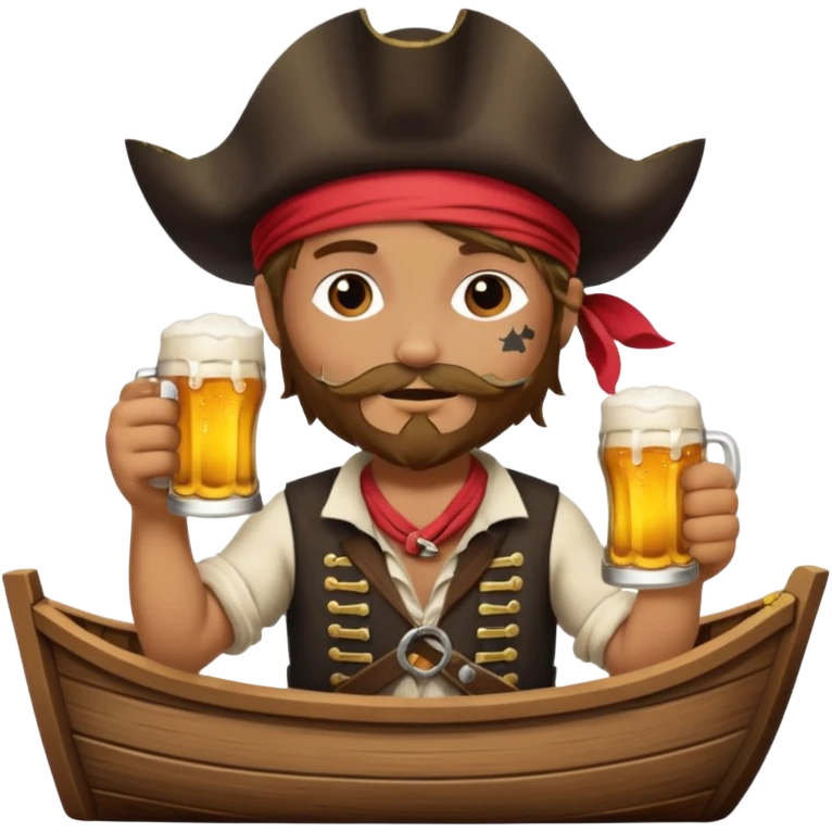 Pirate on a boat drinking beer  emoji