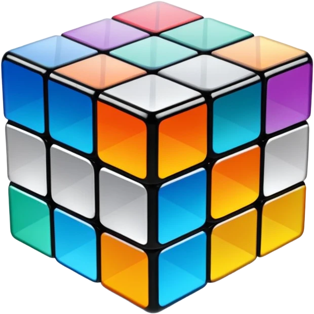 Transparent glass Rubix cube emoji
