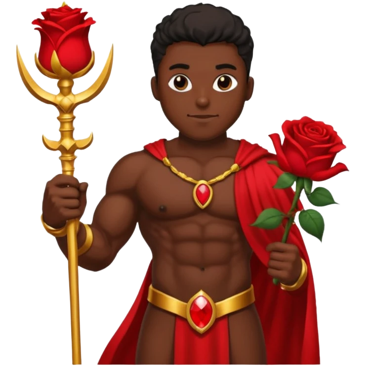 black god with flower, scepter emoji