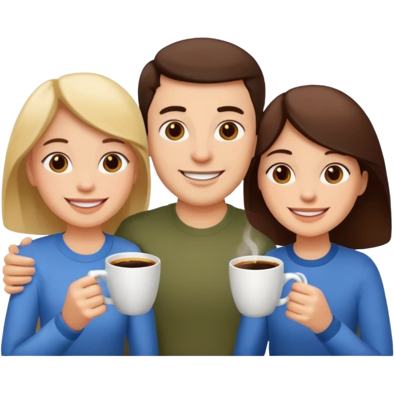 family of three drinking coffee emoji